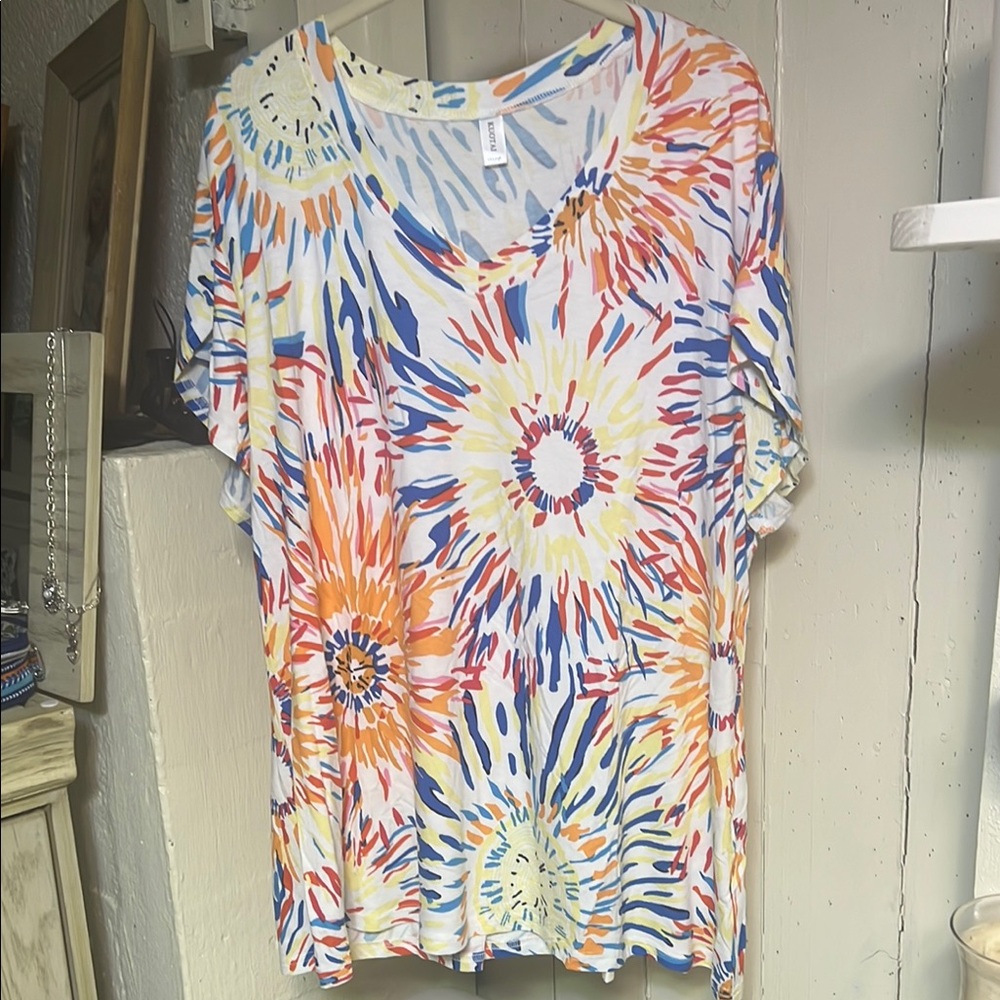 Orange and Yellow Oversized T-Shirt with Short Sleeves